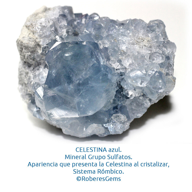 Celestina Azul. Sistema Cristalino Rómbico.
